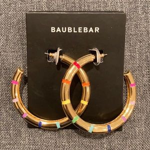 Baublebar gold hoops with multicolored detail NWT